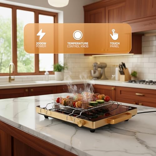 Image of iBELL Infrared Cooktop - 2000W, Temperature Control, Touch Panel, High Energy Efficient, Strong Handle, Compatible with all Cookwares (Golden)
