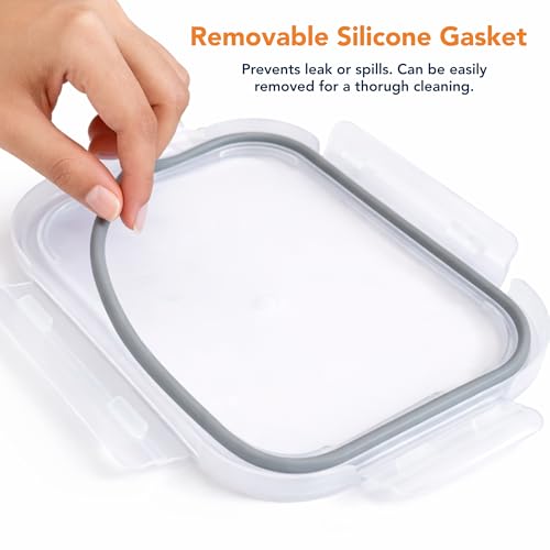 Image of Essentia Glass Lunch Box Borosilicate Container with Leakproof 4-Way Lock Lid, Removable Silicone Gasket, Microwave & Freeze Safe, Dishwasher Safe (1x370ml + 1x640ml)