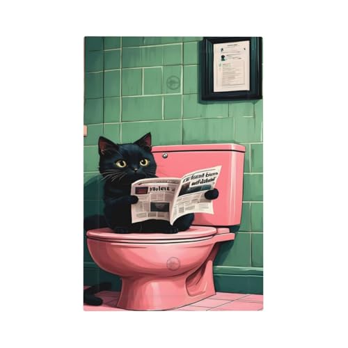 Decorative Light Switch Cover Plate Funny Black Cat Newspaper Pink Toilet 1 Gang No Device Single Blank Outlet Covers Wall Plate Cover Switchplate Electrical Faceplate