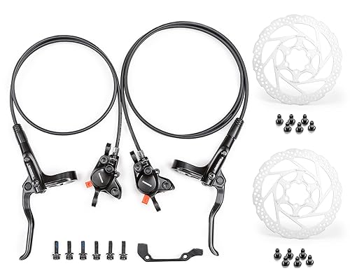 Meteorolite Shimano MT200 Hydraulic Brakes with Shimano SM-RT56 160mm / 180mm Rotors, Left Front 800mm Right Rear 1400mm Shimano Hydraulic Brakes Aluminum Alloy Levers with Calipers Bike Disc Brakes