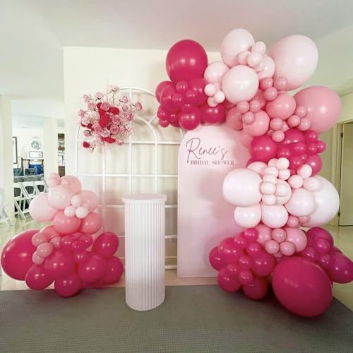 Image of CANREVEL Hot Pink Balloons - 50pcs 12 Inch Latex Balloons for Balloon Garland as Birthday Party Baby Bridal Shower Wedding Princess Theme Decoration