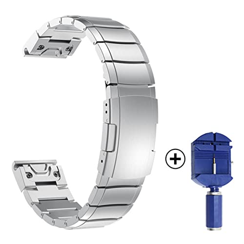 Bracelet acier robuste pour Garmin Fenix 6X Pro argent 26mm - 6