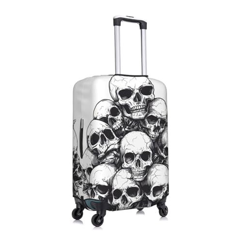 Halloween Skeleton Elastic Travel Luggage Cover, Washable Spandex Suitcase Protector, Anti-Scratch Fits 18-32 Inch3
