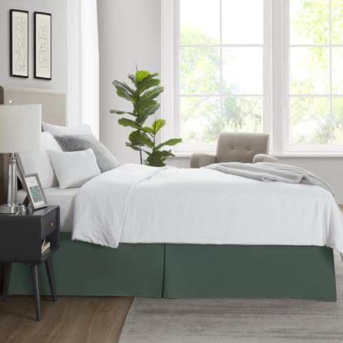 Image of Nestl Forest Green Full Bed Skirt - Full Size Bed Skirt 14 Inch Drop - Brushed Microfiber Bed Skirts - Hotel Quality Pleated Bed Skirt - Shrinkage & Fade Resistant