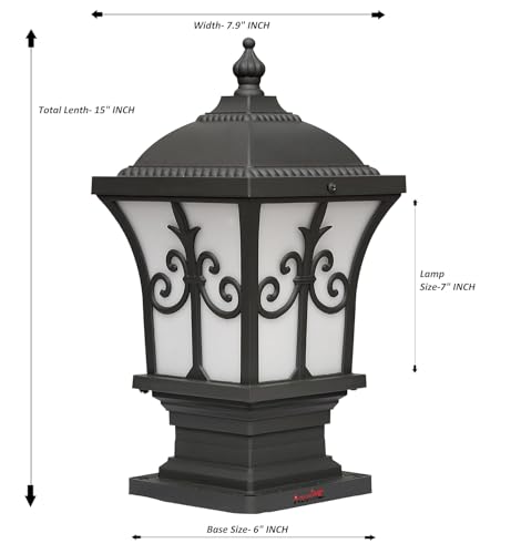 Image of Azurite Outdoor Aluminium dai Casting Piller gate lamp Waterproof Unbreakable B-22 Holder, Exterior Beautiful Grey Outdoor Boundary gate lamp(Include Bulb) Pack of 1