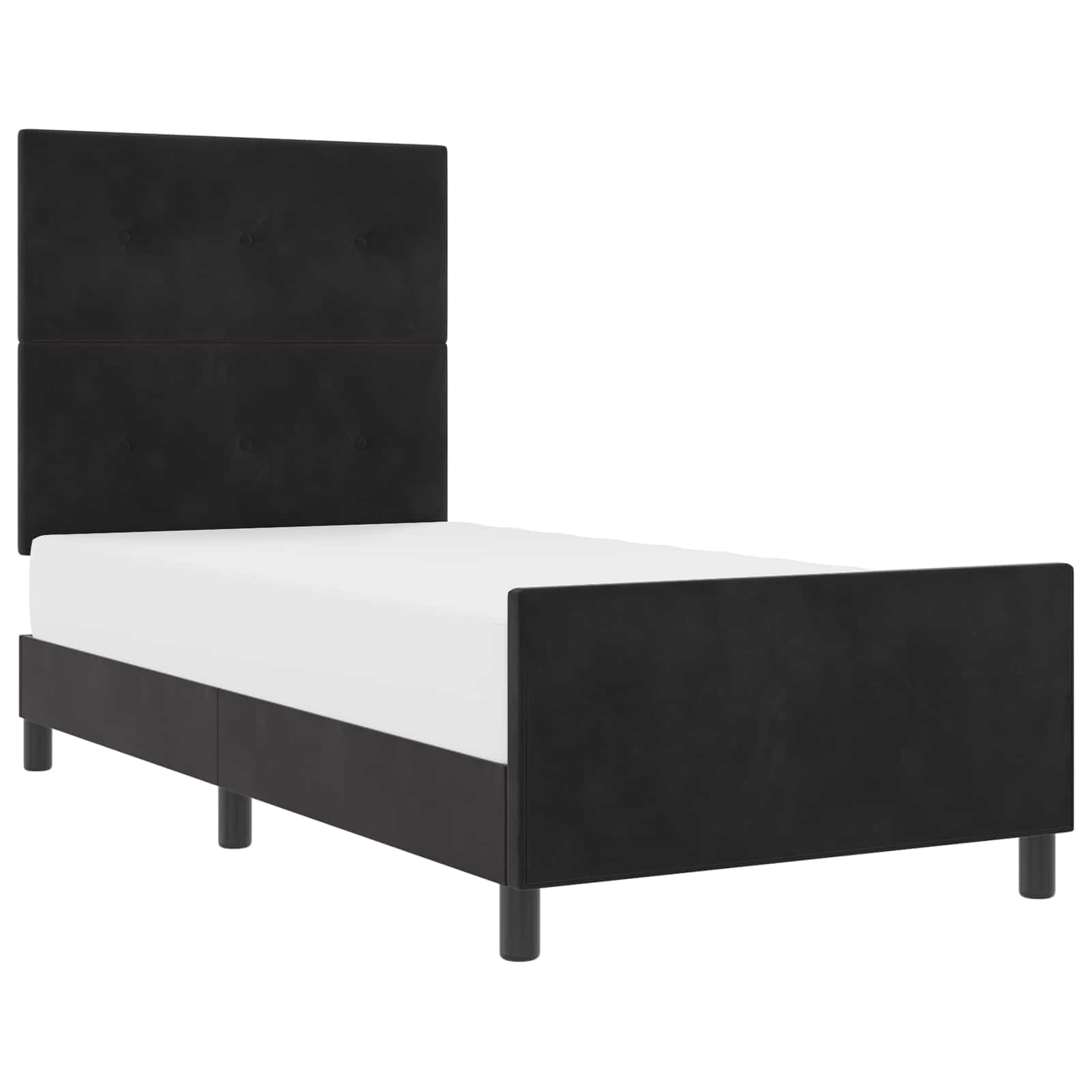 Velluto premium legno massello Modern Box letto singolo Nero 100x200 cm
