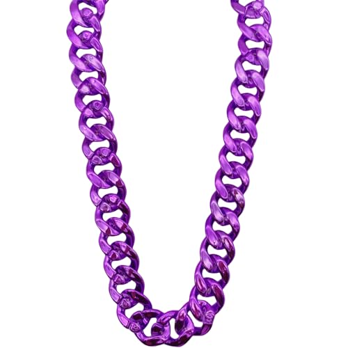 LCPQMZGH Plastic Hip Hop Chain Necklace 80s 90s Costume Accessory Mens Chunky Necklace Big Chunky Gold Chain 40 Purple
