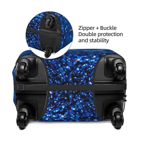A Blue Glitter Print Luggage Cover For Suitcase,Washable Elastic Travel Suitcase Protector With Zipper Closure And Bottom Buckle – Fits 18-32" Luggage-Small2