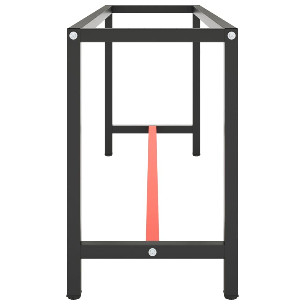 Telaio per banco da lavoro, 190 x 50 x 79 cm, in metallo, robusto telaio per officina, garage, sala hobby, verniciato a polvere, barre rinforzate, nero opaco, rosso opaco