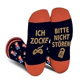 Lustige Gamer Gaming Socken Herren Jungen-BITTE NICHT STÖREN ICH ZOCKE Socken Lustig Bunte Coole Verrückte Socken Vatertagsgeschenk Witzige Gamer Geschenk  Weihnachten Geschenke