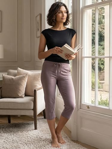 Image of Enamor Essentials E018 Stretch Cotton Lounge Capri for Women