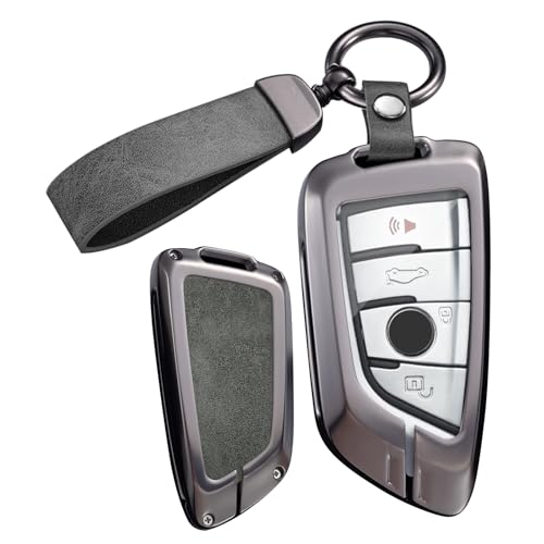 Coque de clé de voiture pour BMW F30 F11 X3 F25 protection métal cuir gris B