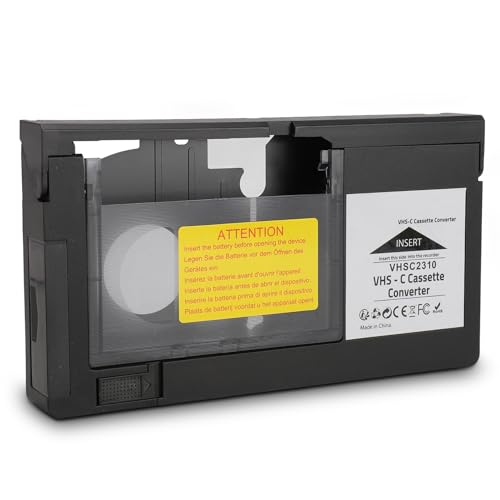 Yanmis VHS - Adaptador de Cassette C para S VHS C, S VHS, VHS C, VHS, Cintas Estándar de 1.2 Mm, Convertidor de Casete de Videocámara No para Cintas de 8 Mm/Minidv / HI8