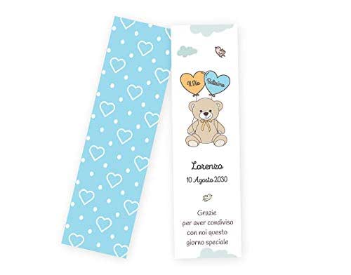 10 Segnalibro personalizzati tema elefantino, tag bomboniera bimbo, biglietto di ringraziamento, segnaposto battesimo, ricordo nascita - Italia
