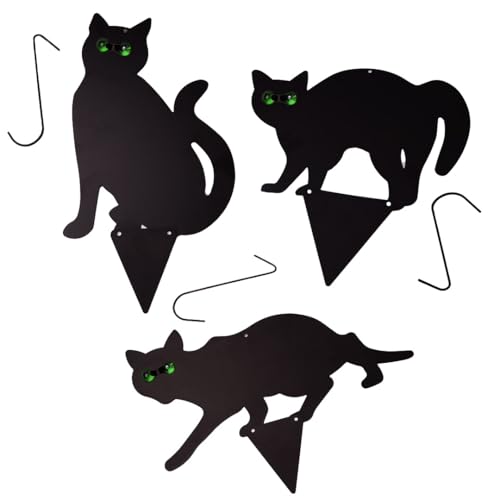 DIVCHI 3Pack Black Cat Silhouette for Garden - Cats Scarer with Marble Eyes - Harmless Bird Deterrent, Fox Repellent, Rodent Repeller - Decorative, Weatherproof, Silent, Ecological