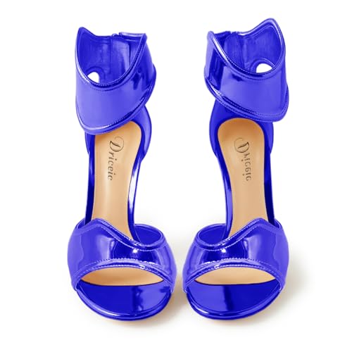 Image of Women's Metallic Open Toe Heels Sandals Back Zipper Dressy Heels Ankle Strap Heels for Party Wedding