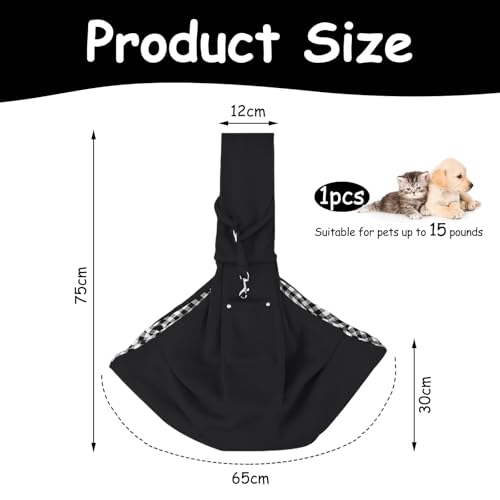 Hundetasche,Tragetasche Hund,Hundetragetasche,Tragetuch Hund,Hundetragetuch,Hundetasche zum Umhängen, (Gewicht Nicht Mehr Als 7.5 kg),Geeignet für Kleine Hunde und Katzen,Schwarz