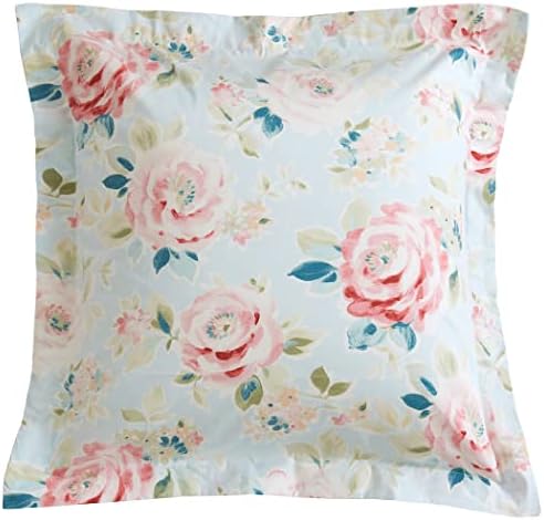 DAUAOTO Floral Garden Cotton Euro Shams Square Pillow Cushion Cover 2 Pieces Set 26"x26" Pillowcases, Flower Blue