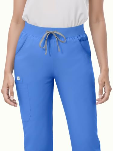 Image of Scrub Pants for Women - Straight Leg Medical Scrub Pants with 6 Pockets - Drawstring Soft Stretch Women Scrub Pant