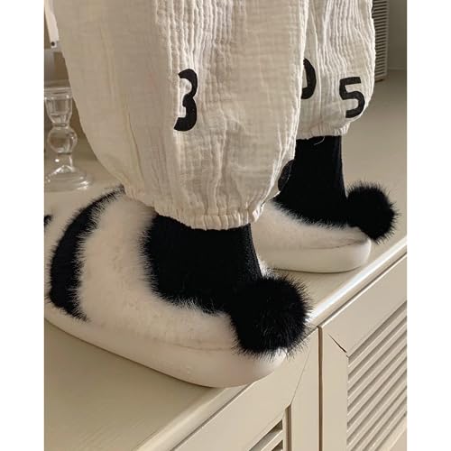 LilRoot Cute Panda Slippers for Winter Warm Fuzzy Animals Slippers Soft Fluffy Memory Foam Non-Slip Slippers for Women Grils Lounging Home4