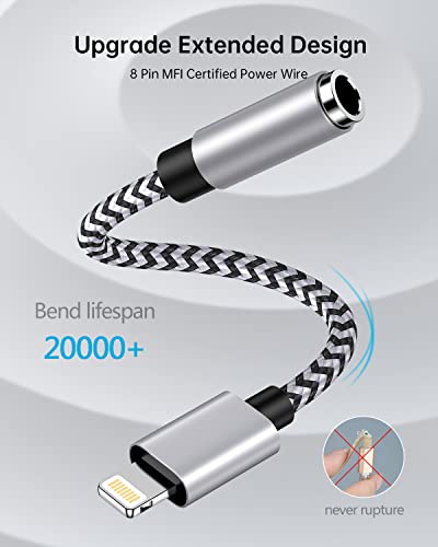 Image of 3.5mm to Lightning Adapter, Apple Dongle Jack Converter for Aux Cable Wire [Mfi Certified]2pack Male to Female Headphones /Earbuds Ox Connector for iPhone 14 Pro Max 13 12 11 XR XS SE 8 Plus iPad iPod