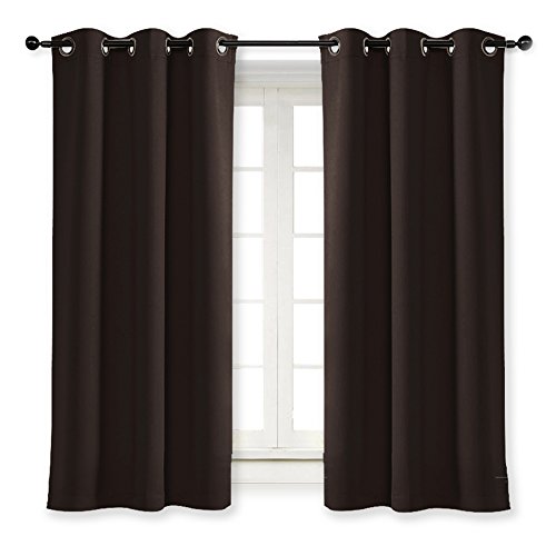 NICETOWN Thermal Insulated Blackout Curtain and Drapery Triple Weave Soundproof Solid Ring Top Window Drape for Bedroom (Sold Individually, 42 inches