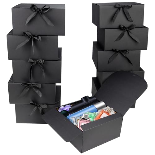AWCIGG 12 Stück Geschenkbox Schwarz, 20 x 20 x 10 cm Große...