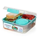 Sistema Bento Box LUNCH | Bento School Lunch Box with Compartments | 1.25 L | Food Storage Container in Minty Teal | 1 Count