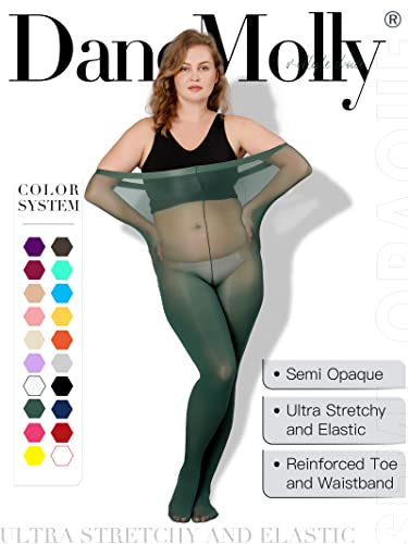 Image of DancMolly Plus Size Tights for Women, Control Top Semi Opaque Nylon Pantyhose High Waist