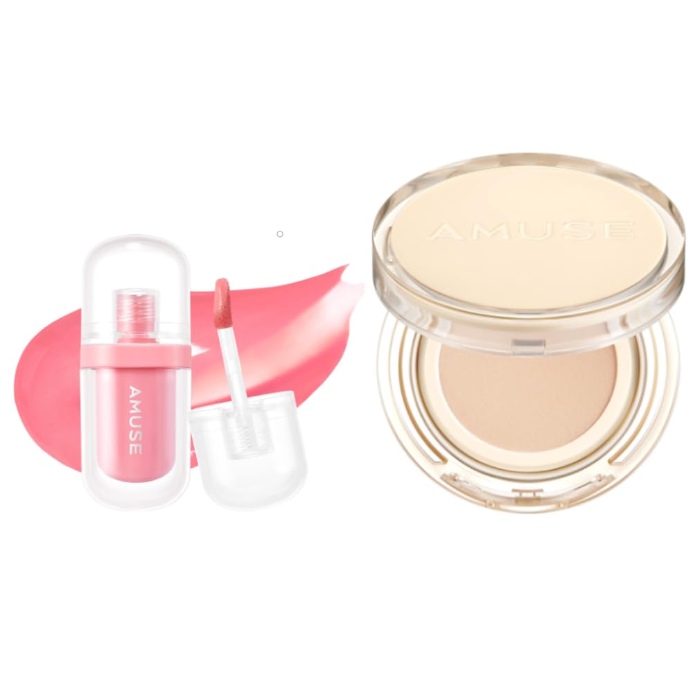 AMUSE SEOUL DEW JELLY VEGAN CUSHION 01 SOONSOO +JEL-FIT TINT 02 HEALTHY SALMON