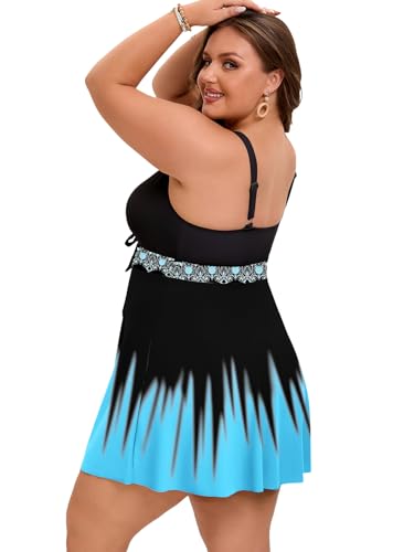 Arolina Plus Size Swimdress for Women High Waisted Tummy Control Tankini Bathing Suits Two Piece Swimsuits with Boyshorts4