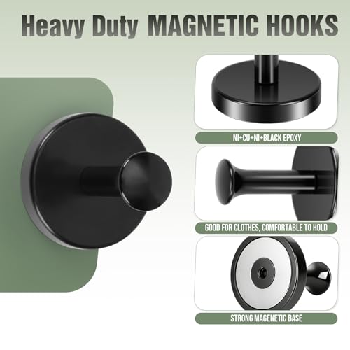 Neosmuk Magnetic Coat Hook,130lb+ Strong Extra Heavy Duty Magnet Hooks,Magnetic Wreath Hanger/Holder for Metal Doors,Purse,Towel,Stocking,Cruise Cabin,Black,4 Pack by Neosmuk - Image 7