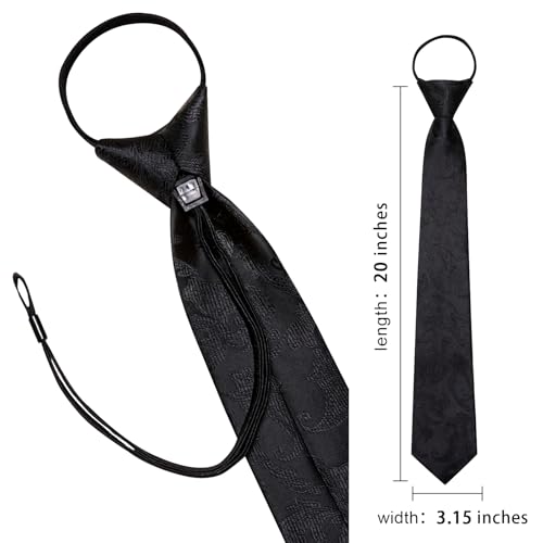 Image of Hi-Tie Zipper Ties for Men Pre-tied Tie Set Lapel Pin Pocket Square and Cufflinks Formal Business Wedding Adjustable Necktie