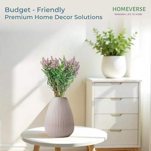 Image of HOMEVERSE Fresh Lavender 12Pcs Lavender Fake Plant 14Inch Height Bouquet, Green Stems Bundled for Decorative Items for Diwali, Home, Room, Office, Bedroom, Anniversary, Deepawali (Light Purple)