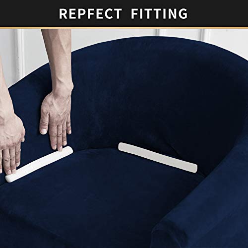 Zc Mall Velvet Club Chair Slipcover,High Stretch Fleece Tub Chair Slipcovers,Stylish Luxury Furniture Covers Velvet Plush Stretch Arm Chair Slipcovers(Club Chair,Navy Blue) #TOP3