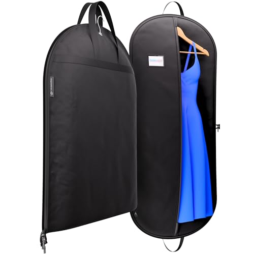 Hangerworld 54 Inch Zipped Black Suit Cover Travel Carrier Bag with Handles – Full-Length Zip and Secure Closure for On-The-Go