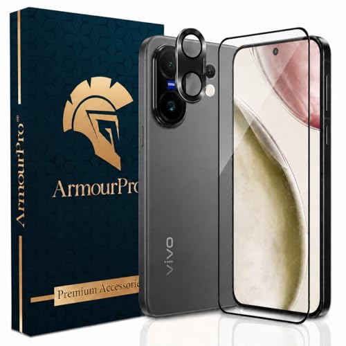 Image of ArmourPro Edge to Edge Tempered Glass for Vivo X200 FE with Black Camera Ring Guard, 9H Screen Protector, Anti-Scratch, Anti-Fingerprint, Bubble-Free Installation Kit