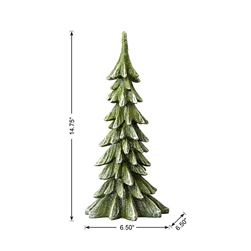 Image of Glitzhome 14.75 inch H Tabletop Christmas Tree, Artificial Resin Tree Mini Christmas Trees for Home Standing Tree Party Desktop Decoration