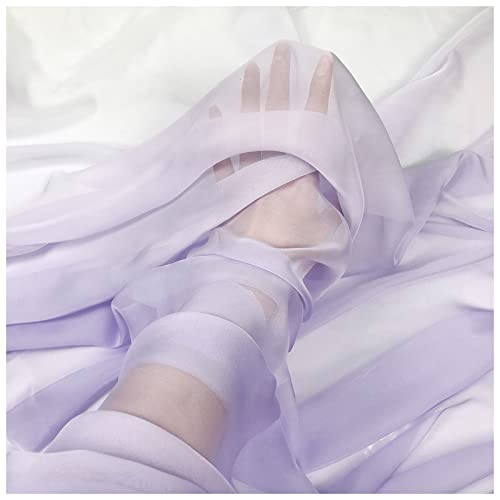 MUYUNXI Mousseline De Soie Tissu Au Metre Tissu Mousseline Imprimé Dégradé 150cm De Large Vendu Au Mètre pour Jupe Chemises Vêtements Fait Main(Color:dégradé léger de glycine) Cover