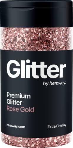 Hemway Rose Gold Glitter Fine 130g/4.6oz Powder Metallic Resin Craft Glitter Flake Sequins for Epoxy Tumblers, Hair Face Body Eye Nail Art Festival, DIY Party Decorations Paint