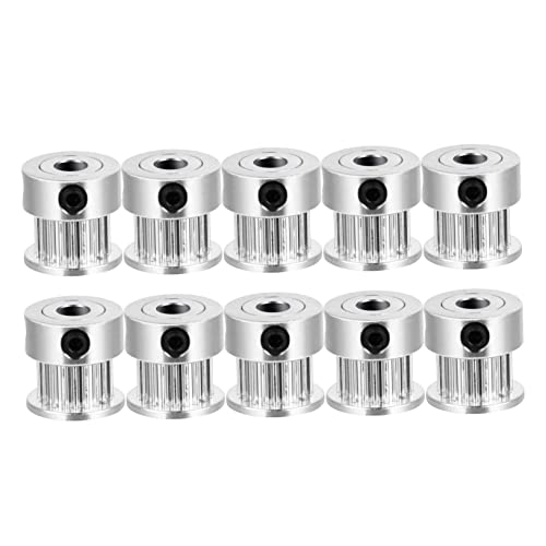10 Pcs Gt2 Synchronous Belt Pulley for 3d Printer Silver Aluminum