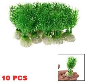 Magnoliar 10pcs Green Plastic Plants Aquarium Fish Tank Decoration Ornament
