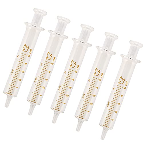 Lot de 5 seringues en verre réutilisables, seringues en verre de 5 ml de diamètre standard pour...