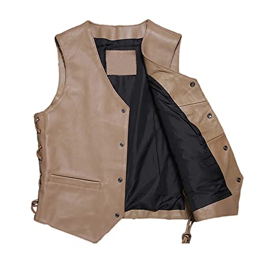Chaleco de cuero para hombre en color caqui retro talla XL 4