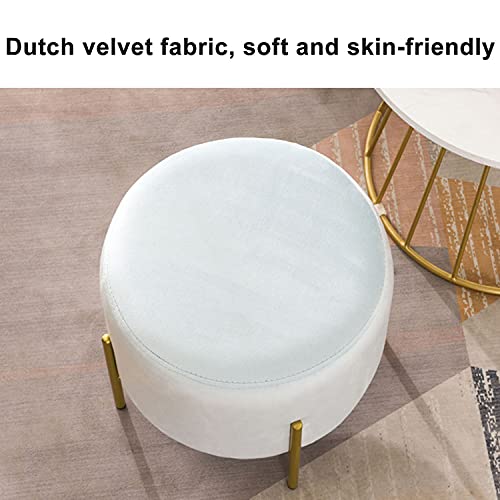 Tabouret Décoratif Rond en Velours Anti-Rayures avec Coussinets Antidérapants - 6