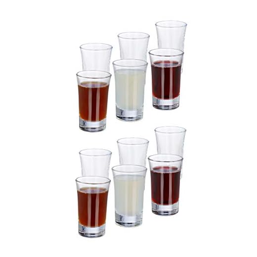 Relaxdays Set de 12 vasos para chupitos, Juego de vasos para tequila, 4 cl, Aptos para lavavajillas, Transparente (10023423)