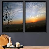 2 Piece Framed Canvas Wall Art Sunset in The Mountains Canvas Prints Home Artwork Decoration for Living Room,Bedroom - 16