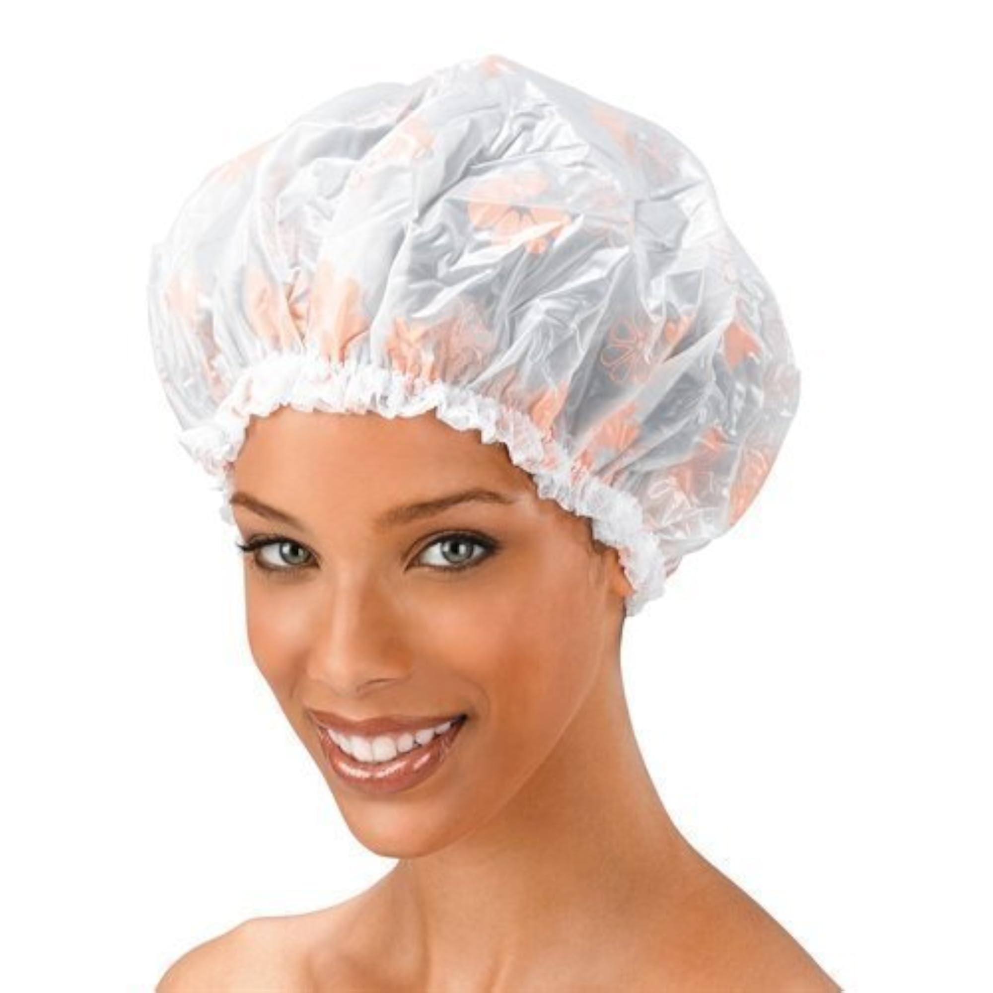 Waterproof EVA Plastic Shower Cap with Floral Design