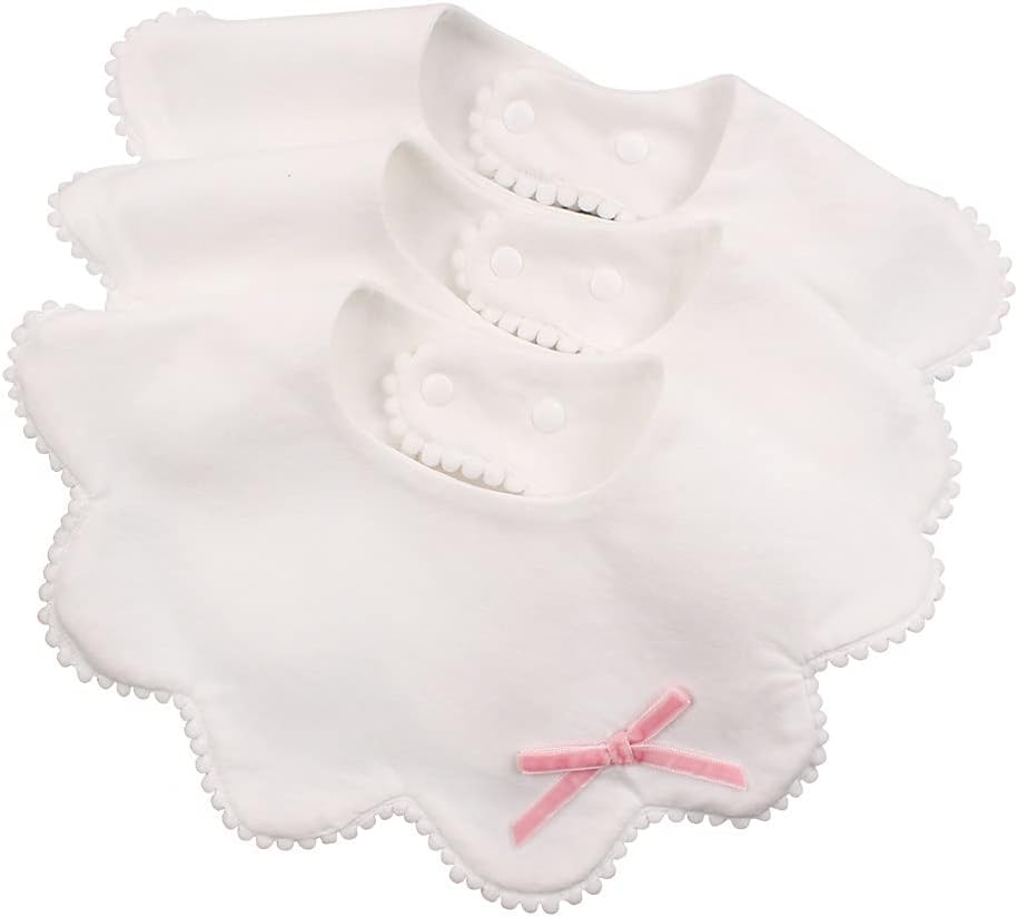 JANGANNSA 3 PCS Flower Baby Bibs Infant Burp Clothes for Baby Girls Saliva Towel Cotton Infant Toddler Girls Bibs(3 PCS -B)