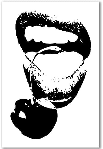 Arte de pared retro hipster  Arte extraño en blanco y negro de los años 70 con ojos femeninos y labios  Impresión abstracta preppy  Decoración de disponible en Yaxa Colombia